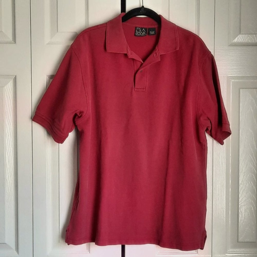 Men's Jos. A. Bank Traveler's Collection Burgundy Red Cotton Polo Shirt Size L
